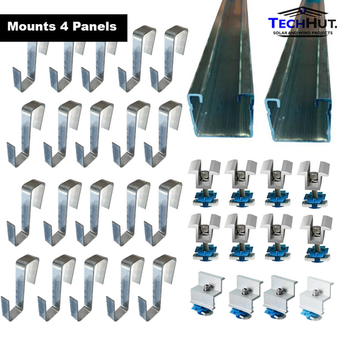 Solar Mounting Kit Galv Steel P2000- 4 Panels - Tiled Roof
