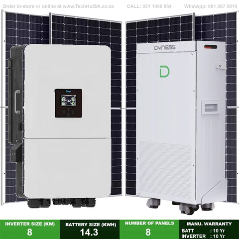 8kw Hybird Inverter - Dyness 14.3kwh PowerBrick Battery + 8 Solar PV Panels