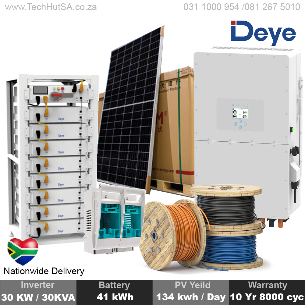 Deye 30kW Hybrid Inverter With 41 kWh Battery Pack High-Voltage Solar