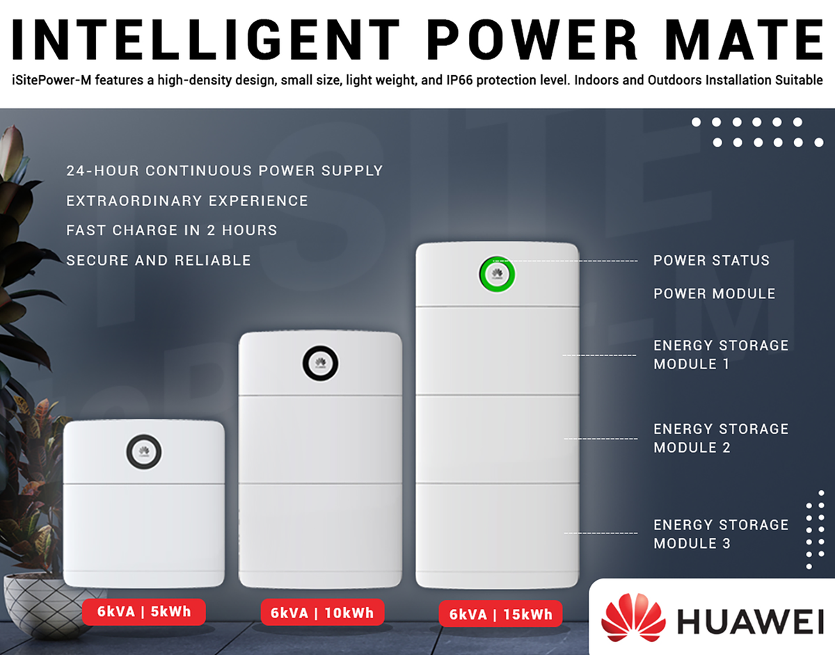 Huawei Isitepower-M 1PH Back-Up Kit 5KW Power Inverter 5KWh Battery Li-Ion