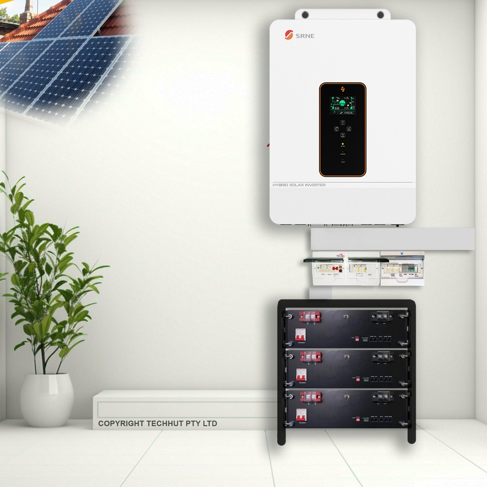 SRNE 10kW Solar Panel Inverter With Nava Solar 9.6kWh Lithium Battery Solar Kit Includes Installation