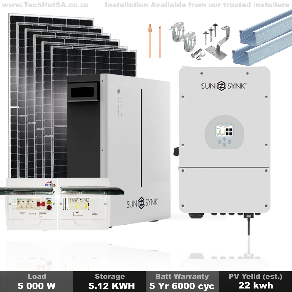 SUNSYNK 5KW Solar Power Kit 5.12KWH LIFEPO4 Battery