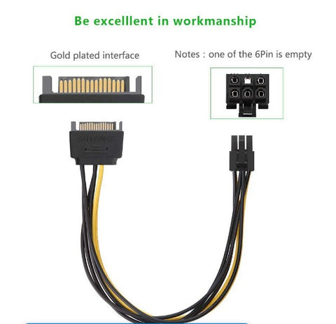 SATA (M) TO PCI-E 6P (M) 0.2M