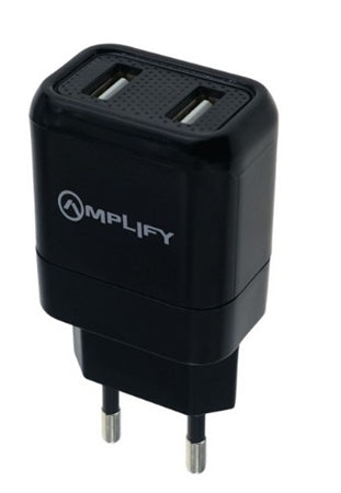 Amplify Dual USB Wall Charger with Micro Cable - Black