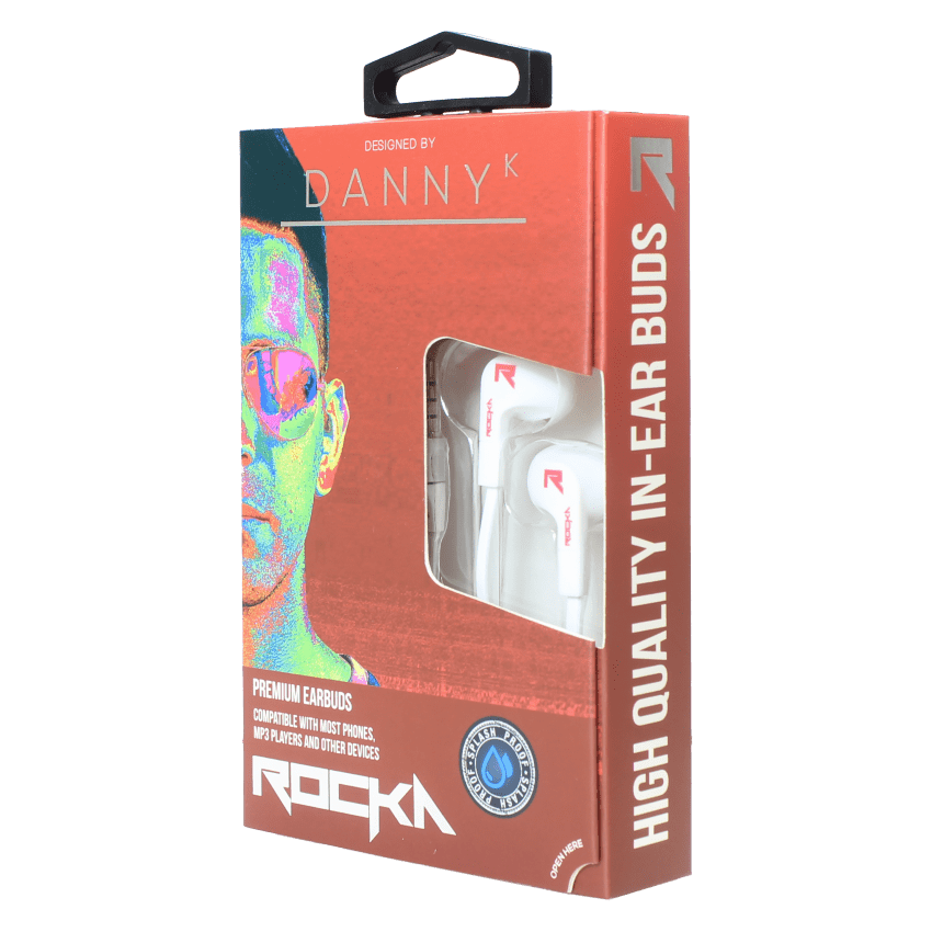 Rocka Danny K Earphones white and red NEW VERSION