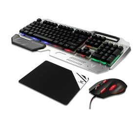 VX Gaming Combat series metal keyboard, mouse, mousepad combo - silver