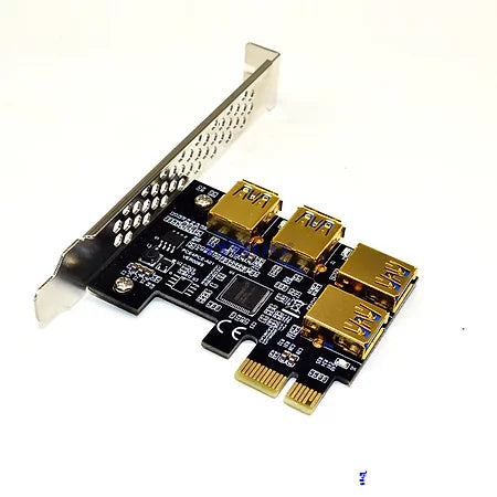 Gold Plated Black Color PCI-E 1X to External 4 PCI-e USB 3.0 Adapter PCIe 1 to 4