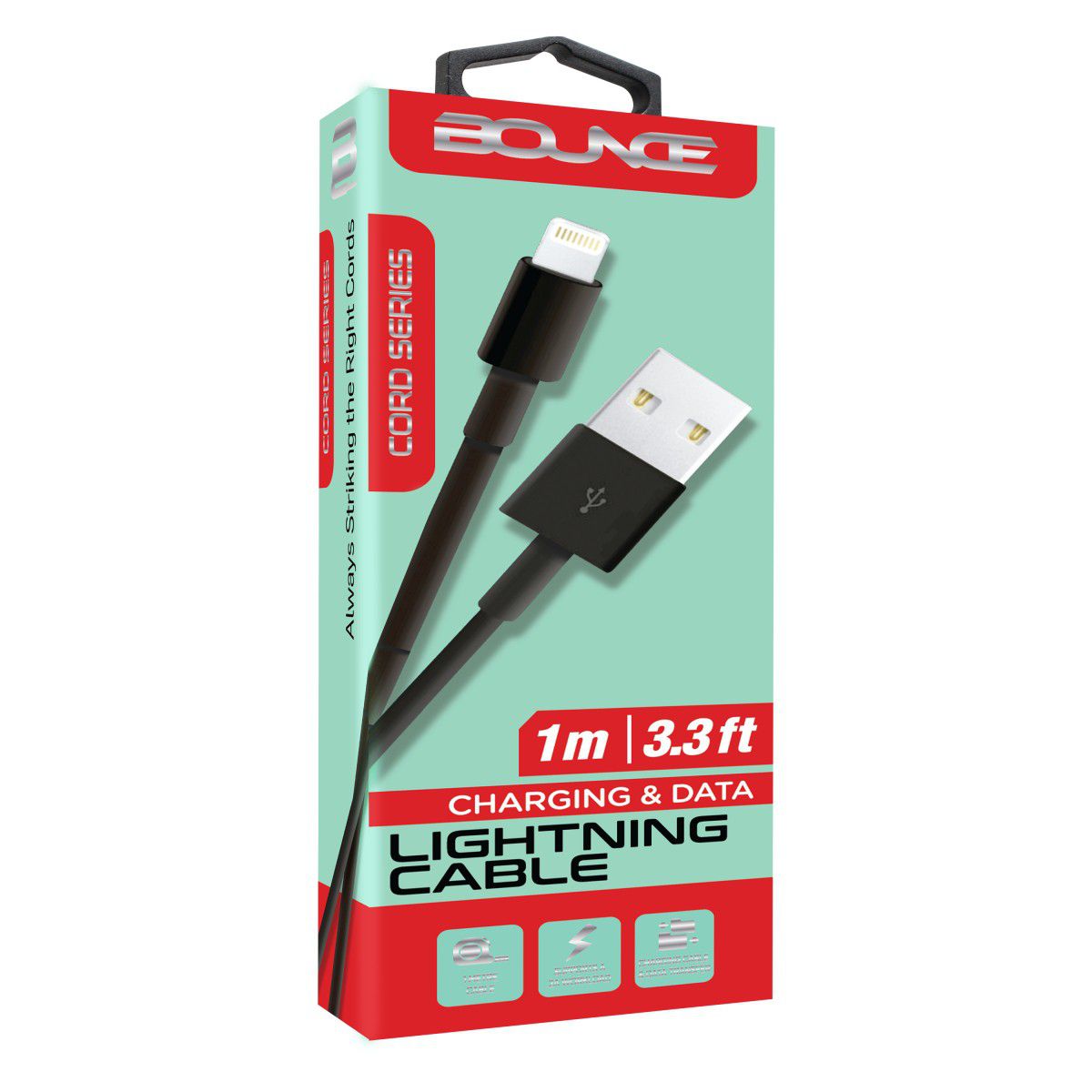 Bounce Cord series 1.2 m Lightning cable - Black