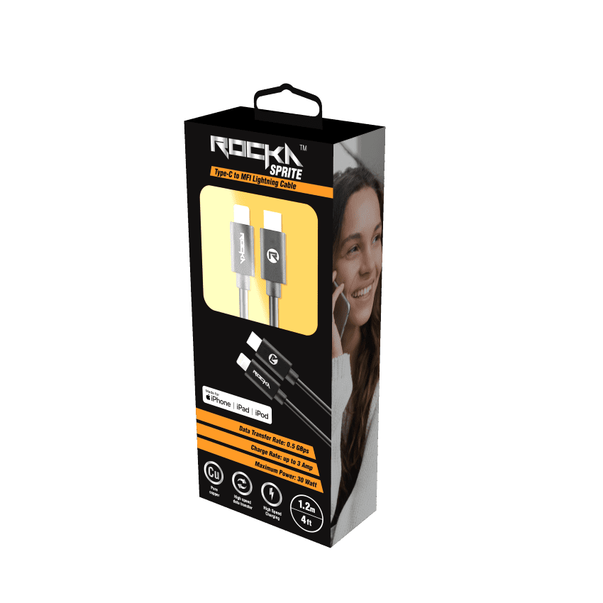 Rocka Sprite seriesType-C to MFI cable 1.2m black