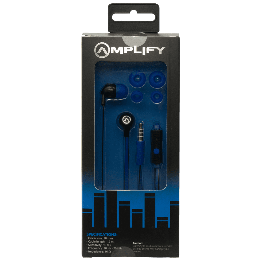 Amplify Vibe series earphones with Mic Black and Blue