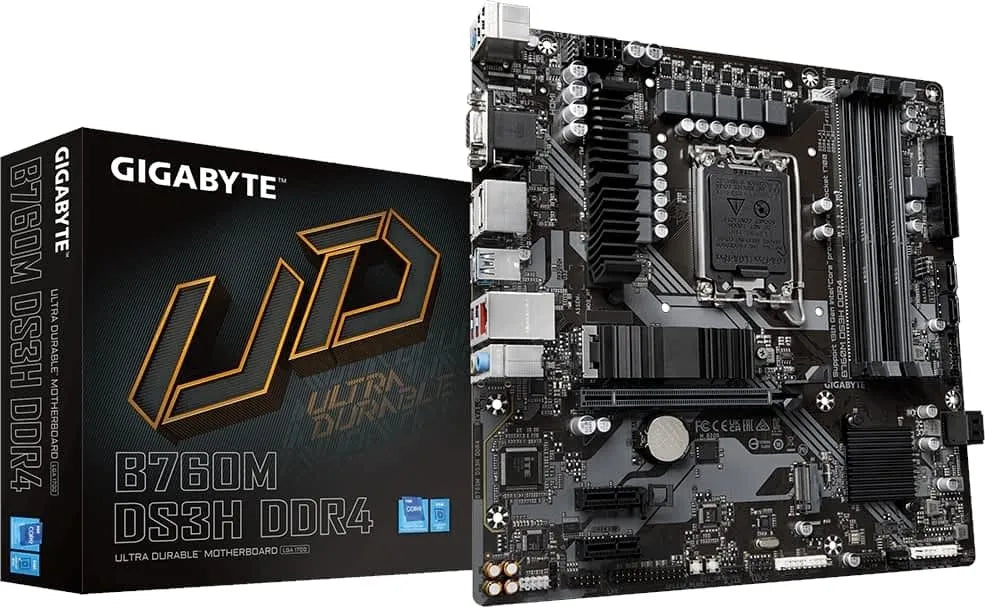 GIGABYTE-Intel®-B760-Chipset-for-12th/13th-Gen-LGA-1700;-4x-DDR4;-2x-M2;-VGA/HDMI/DPx2;-mATX.-