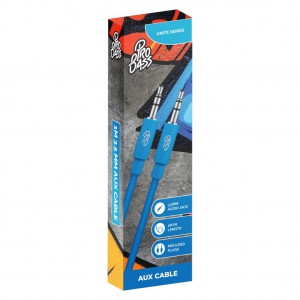 Pro Bass Unite Series- Boxed Auxiliary Cable-Blue 1m