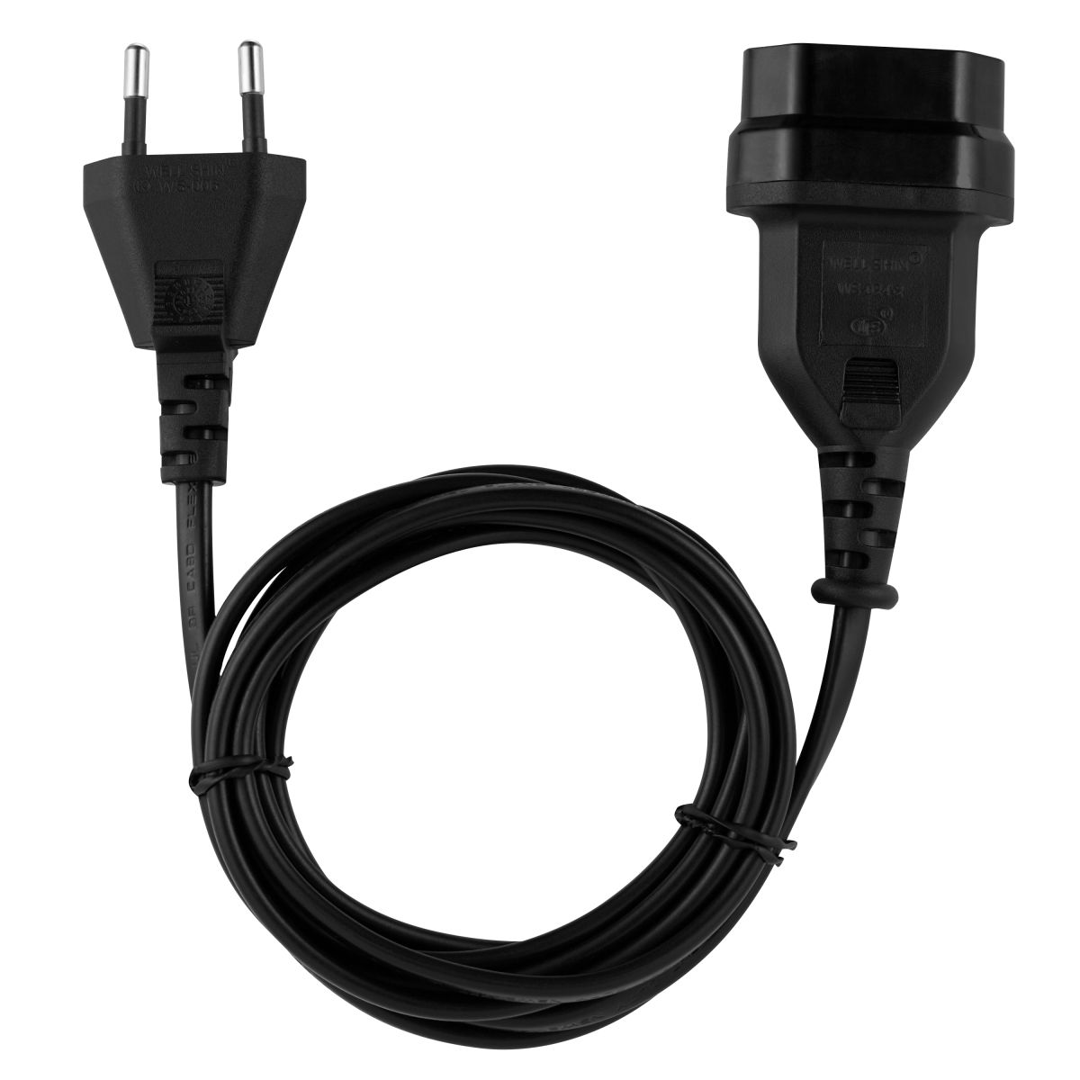 SWITCHED Easy Cable Extender SA 3Pin to 2Pin Euro Socket 2M - Black