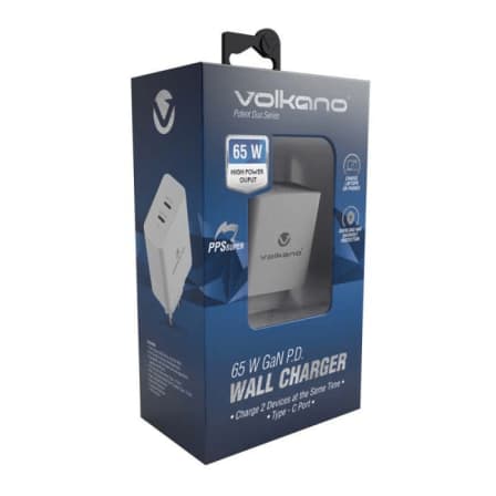 Volkano Potent Duo series 65W Dual PD Compact Wall Charger
